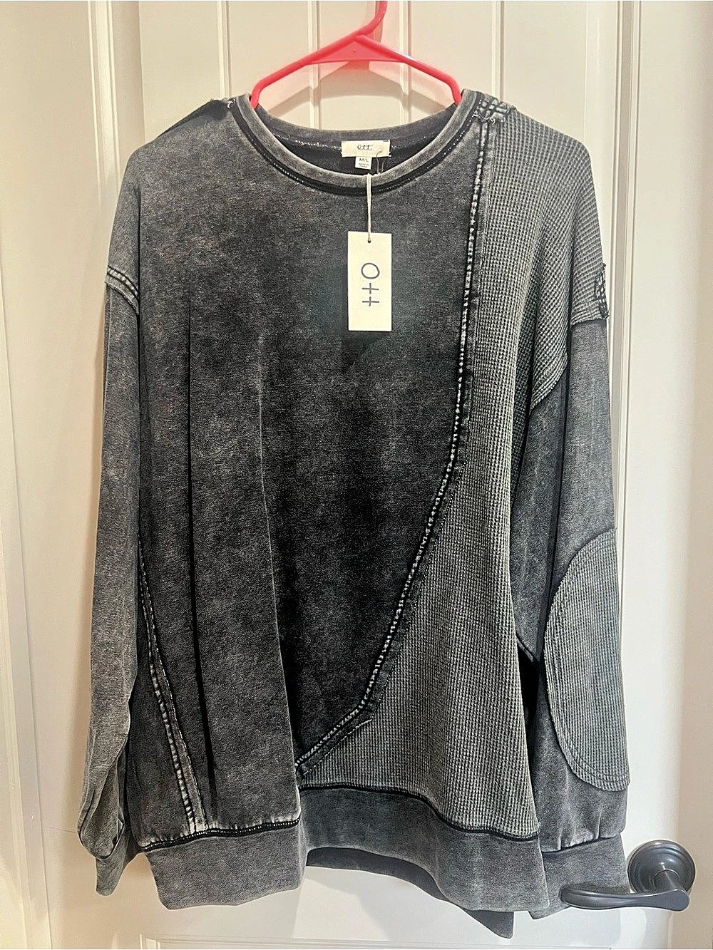 Ott Mineral Wash Patchwork Sweatshirt M/L NWT Oversized